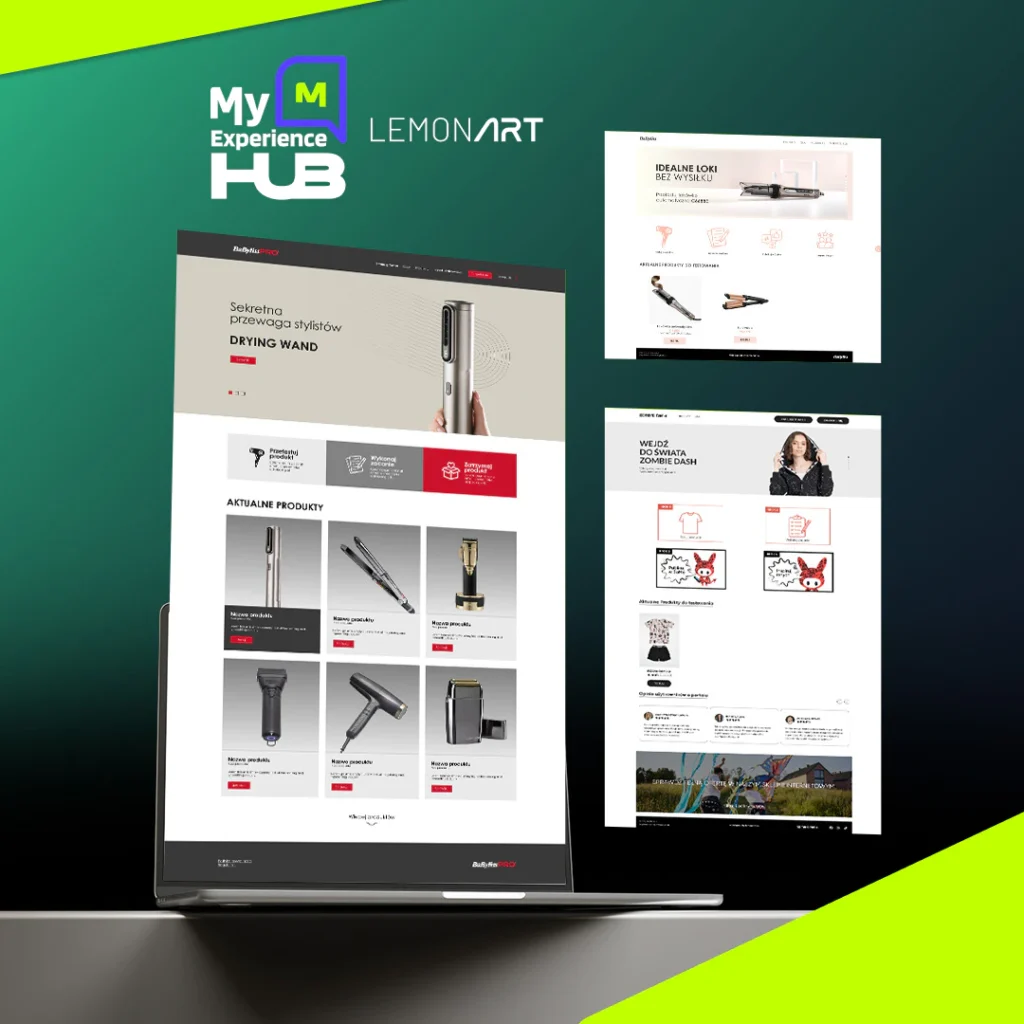 Strony MyBabyliss, MyBaBylissPRO i MyZombiedash na zielonym tle